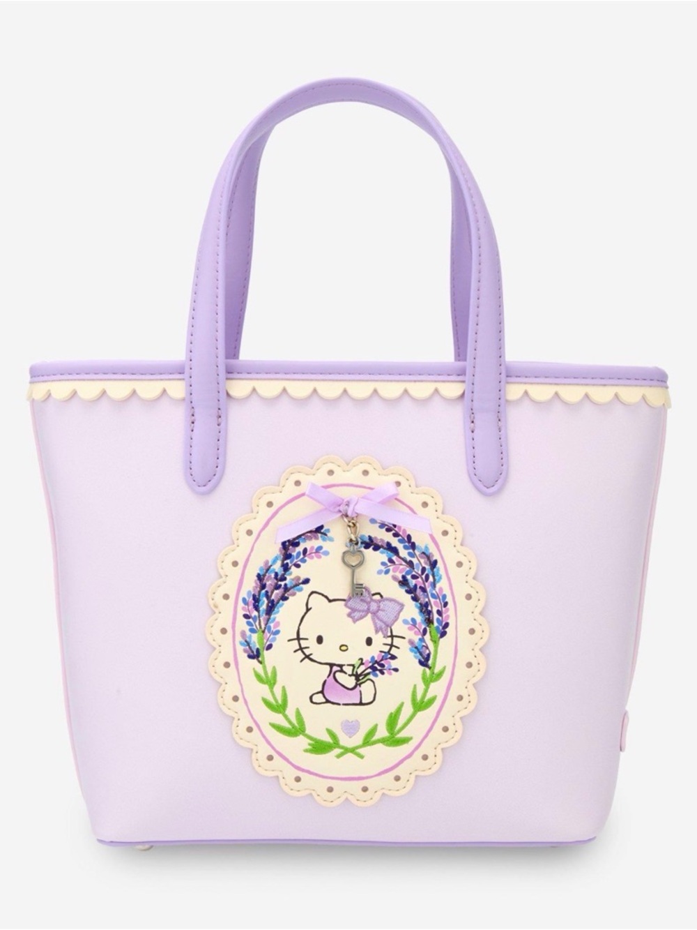 New Sanrio Hello Kitty Lavender Tote with Floral Medallion - Picture 1 of 5